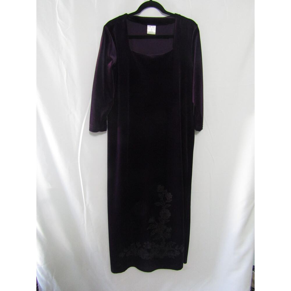 VTG Style Studio Dark Purple Velvet Sequin Midi Dress sz XL Event Fairy Party
